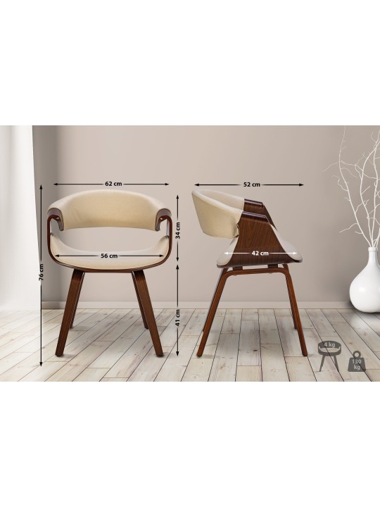 Spisestuestol Foley stof, valnød/creme