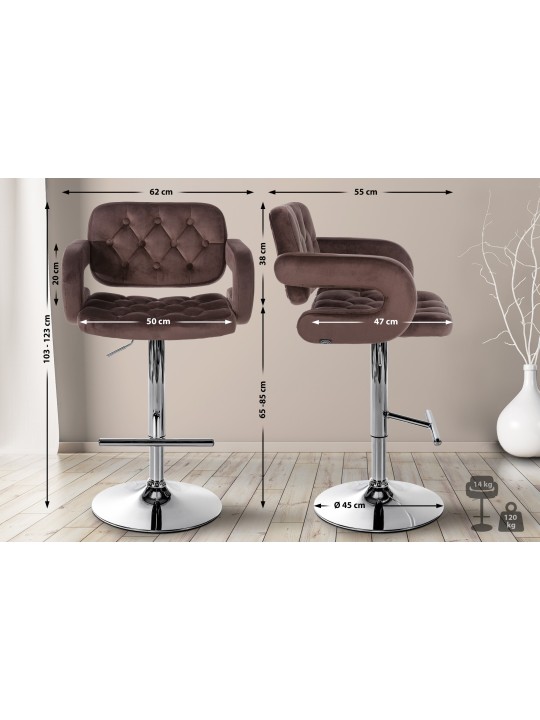 Barstol Dublin fløjlskrom, brun Barstol Dublin fløjlskrom, brun