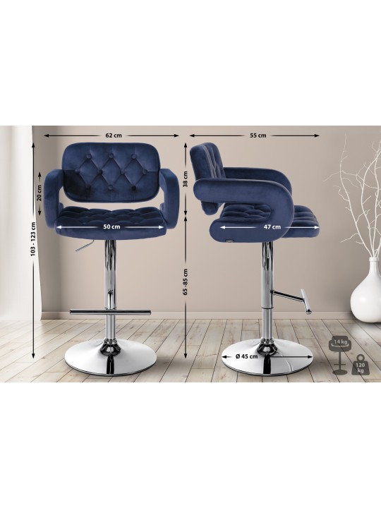 Barstol Dublin fløjlskrom, blå Barstol Dublin fløjlskrom, blå