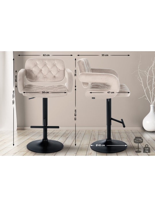 Barstol Dublin fløjl, creme Barstol Dublin fløjl, creme