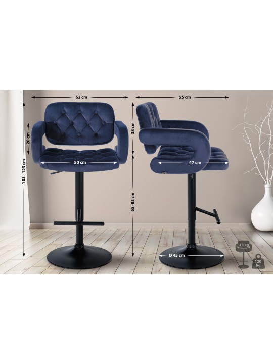 Barstol Dublin fløjl, blå Barstol Dublin fløjl, blå
