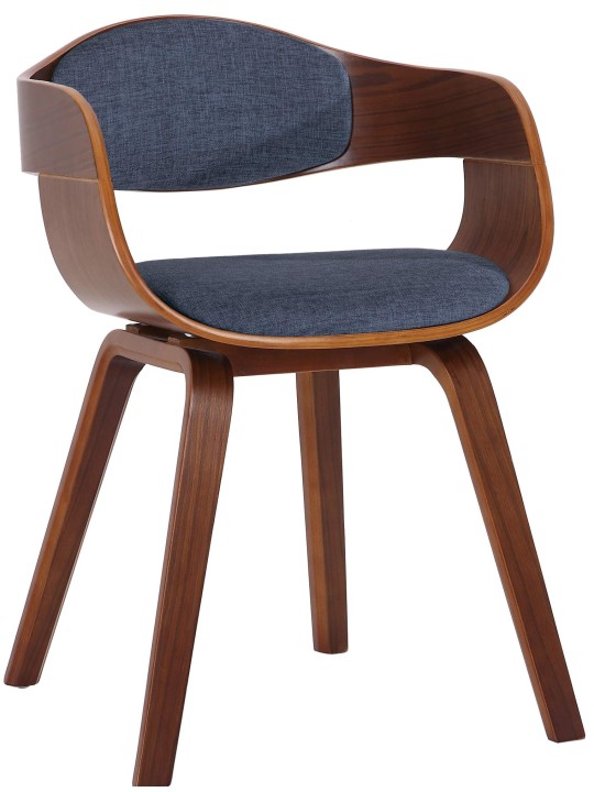 Besøgsstol Kingston stof, valnød/blå