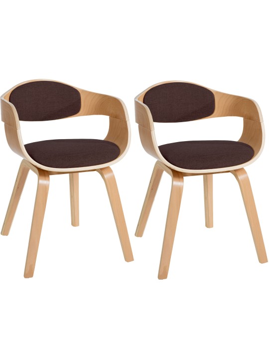 Sæt med 2 stole Kingston stof, natur/brun