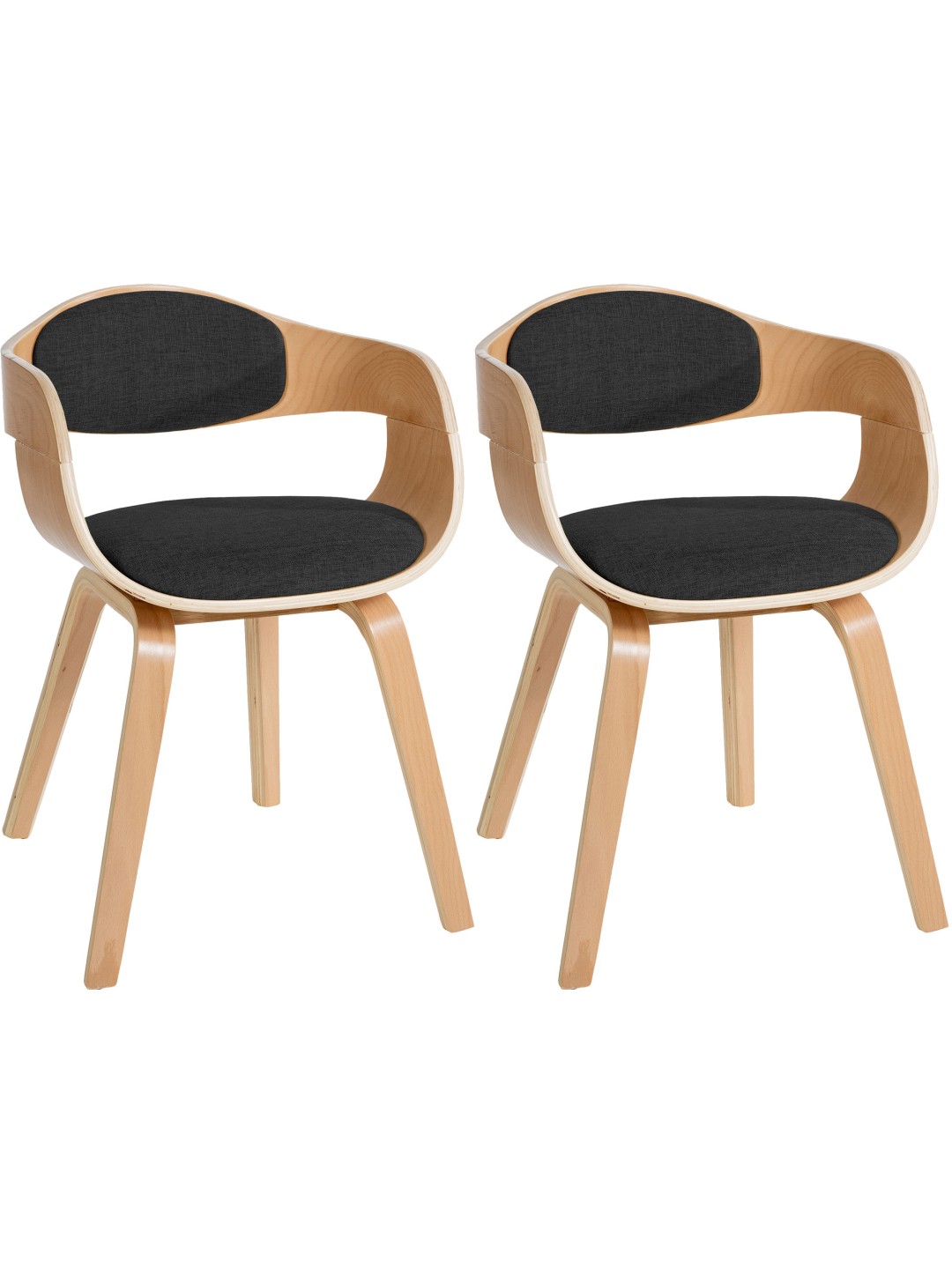 Sæt med 2 stole Kingston stof, natur/mørkegrå