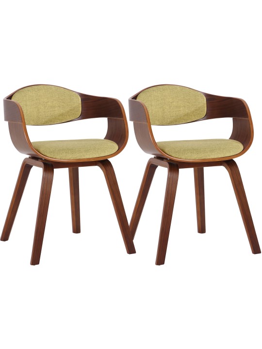 Sæt med 2 stole Kingston stof, valnød/lysegrøn