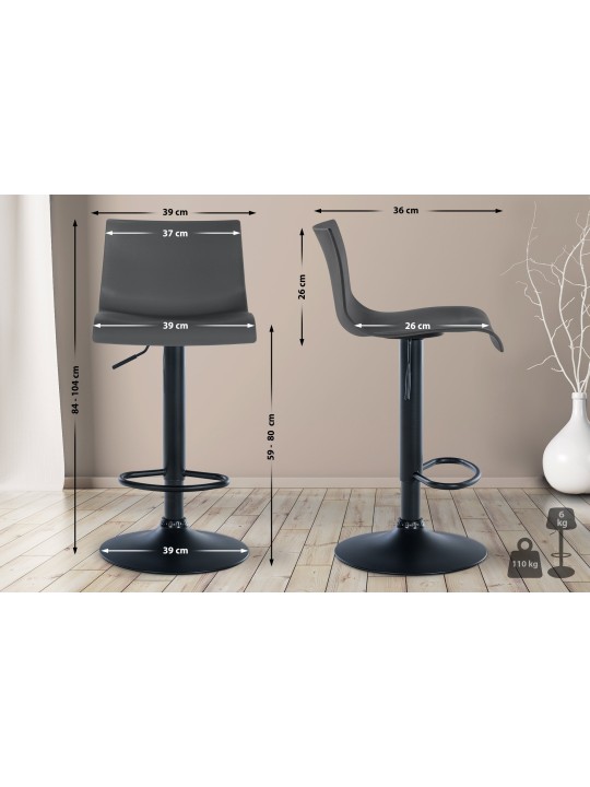 Sæt med 2 barstole Branford plast, grå