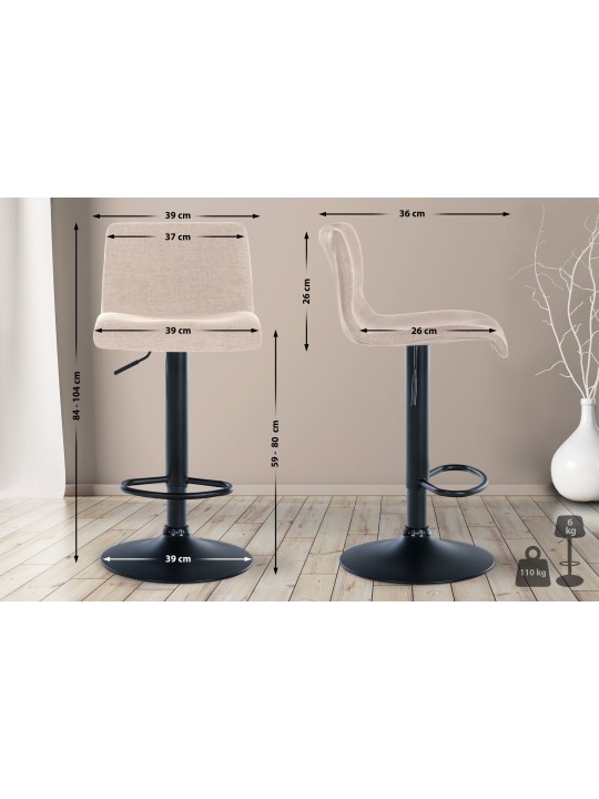 Sæt med 2 barstole Branford stof, creme