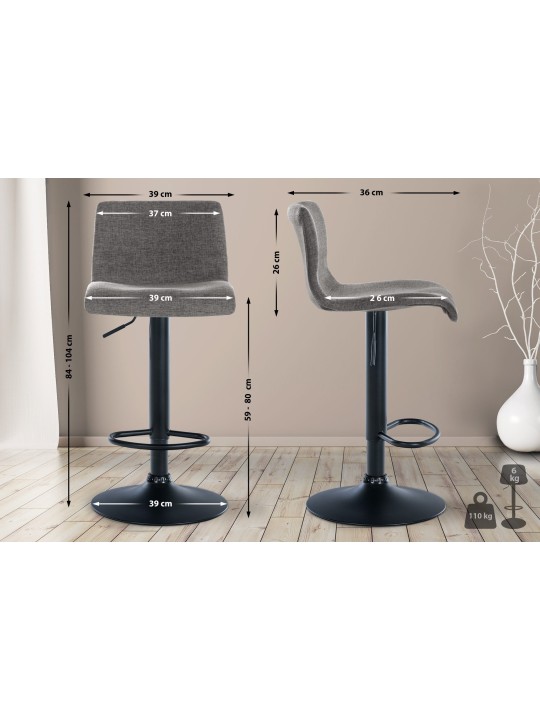 Sæt med 2 barstole Branford stof, lysegrå