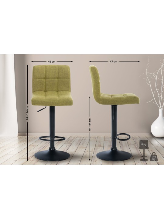 Sæt med 2 barstole Calma stof, lysegrøn