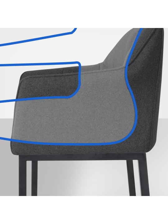 Barstol Damaso B filt med 4 fods stel, antracit Barstol Damaso B filt med 4 fods stel, antracit