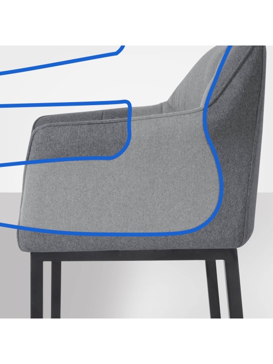 Barstol Damaso B filt med 4 fods stel, grå Barstol Damaso B filt med 4 fods stel, grå