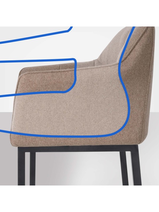 Barstol Damaso B filt med 4 fods stel, taupe Barstol Damaso B filt med 4 fods stel, taupe