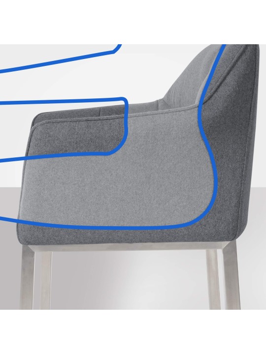 Barstol Damaso E filt med 4 fods stel, grå