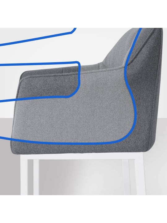 Barstol Damaso W filt med 4 fods stel, grå Barstol Damaso W filt med 4 fods stel, grå