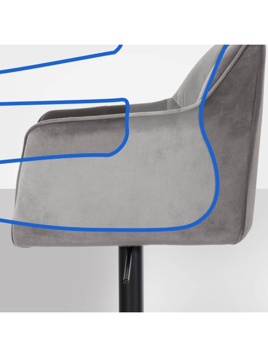 Barstol Damaso B fløjl, grå Barstol Damaso B fløjl, grå