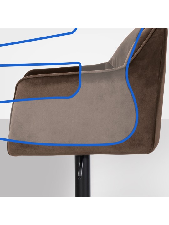 Barstol Damaso B fløjl, brun