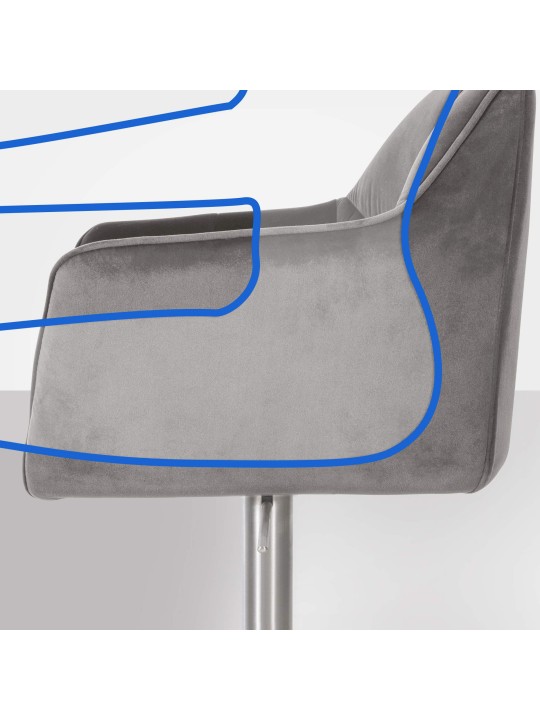 Barstol Damaso E velvet, grå Barstol Damaso E velvet, grå