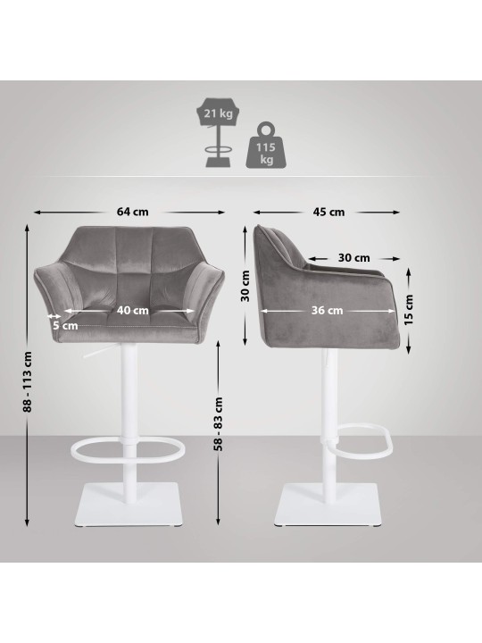 Barstol Damaso W fløjl, grå Barstol Damaso W fløjl, grå