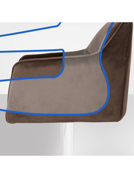 Barstol Damaso W fløjl, brun