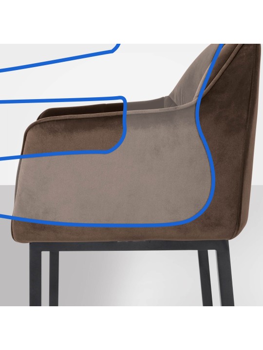 Barstol Damaso B fløjl med 4 fods stel, brun Barstol Damaso B fløjl med 4 fods stel, brun