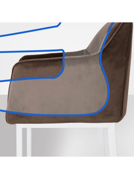 Barstol Damaso W fløjl med 4 fods stel, brun Barstol Damaso W fløjl med 4 fods stel, brun