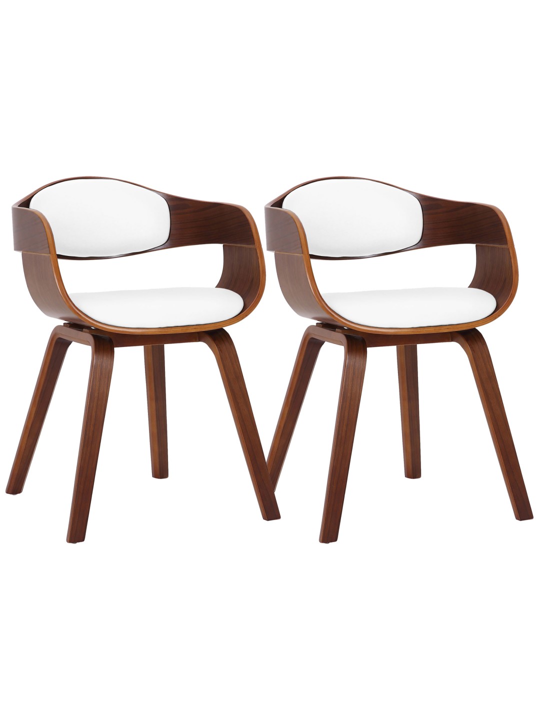 Sæt med 2 stole Kingston imiteret læder, valnød/hvid