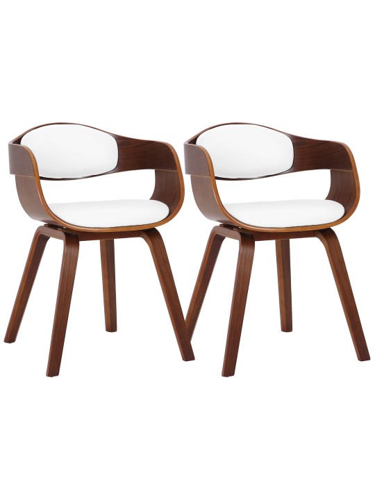 Sæt med 2 stole Kingston imiteret læder, valnød/hvid