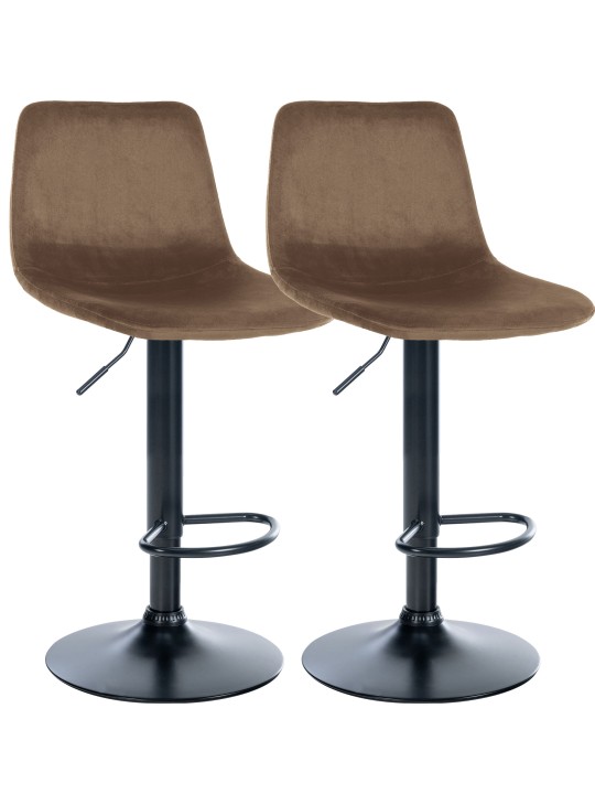Sæt med 2 barstole Divo velvet, brun