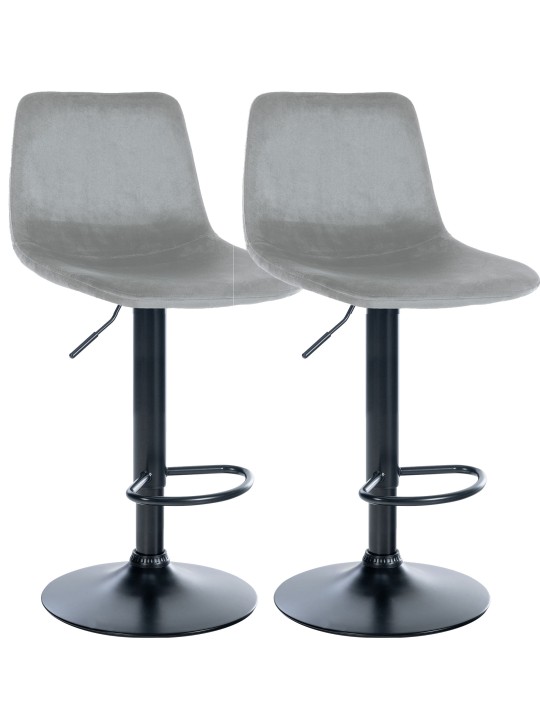 Sæt med 2 barstole Divo velvet, grå