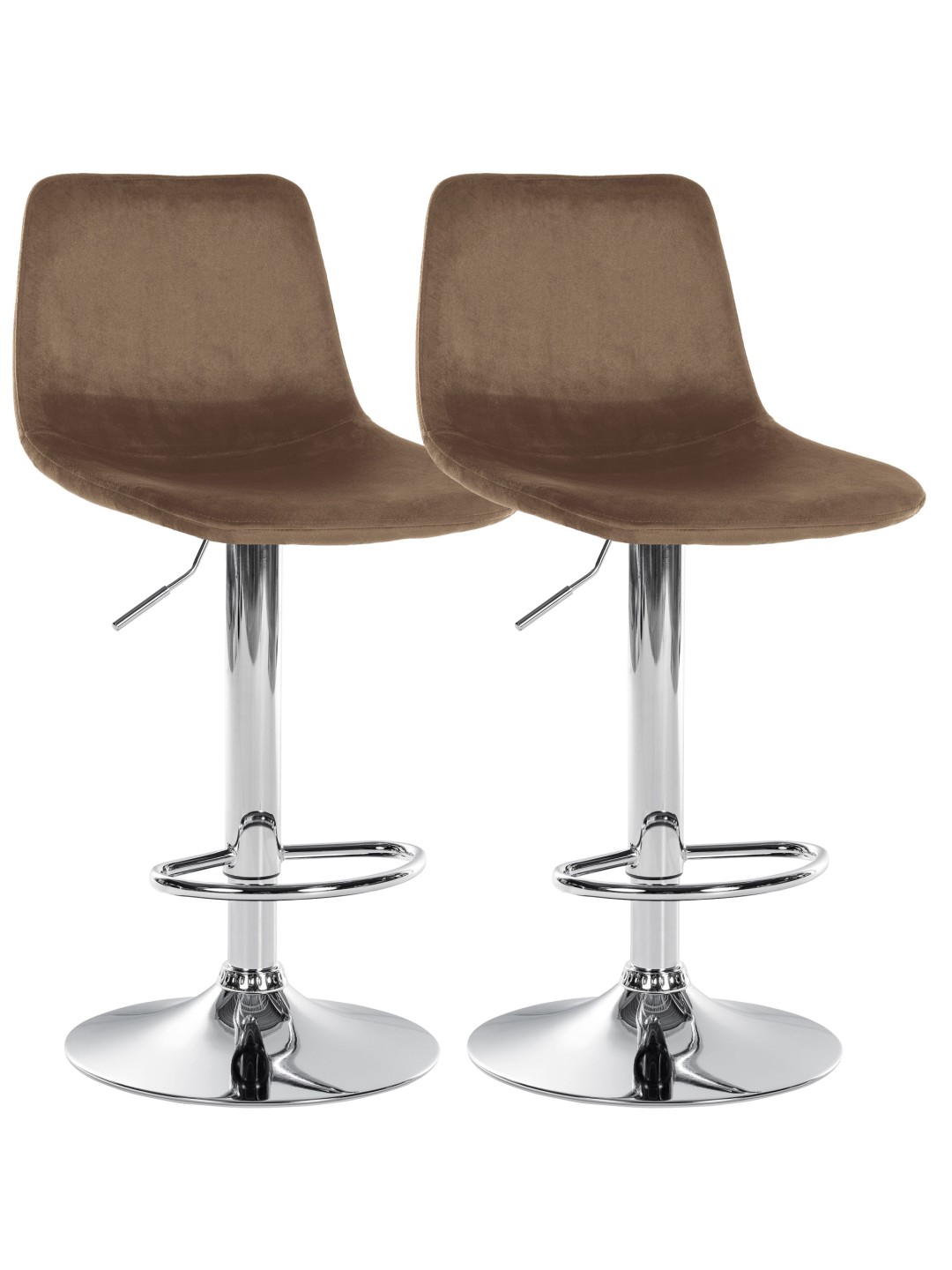 Sæt med 2 barstole Divo fløjlskrom, brun