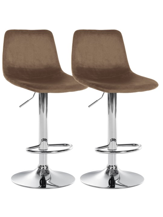 Sæt med 2 barstole Divo fløjlskrom, brun