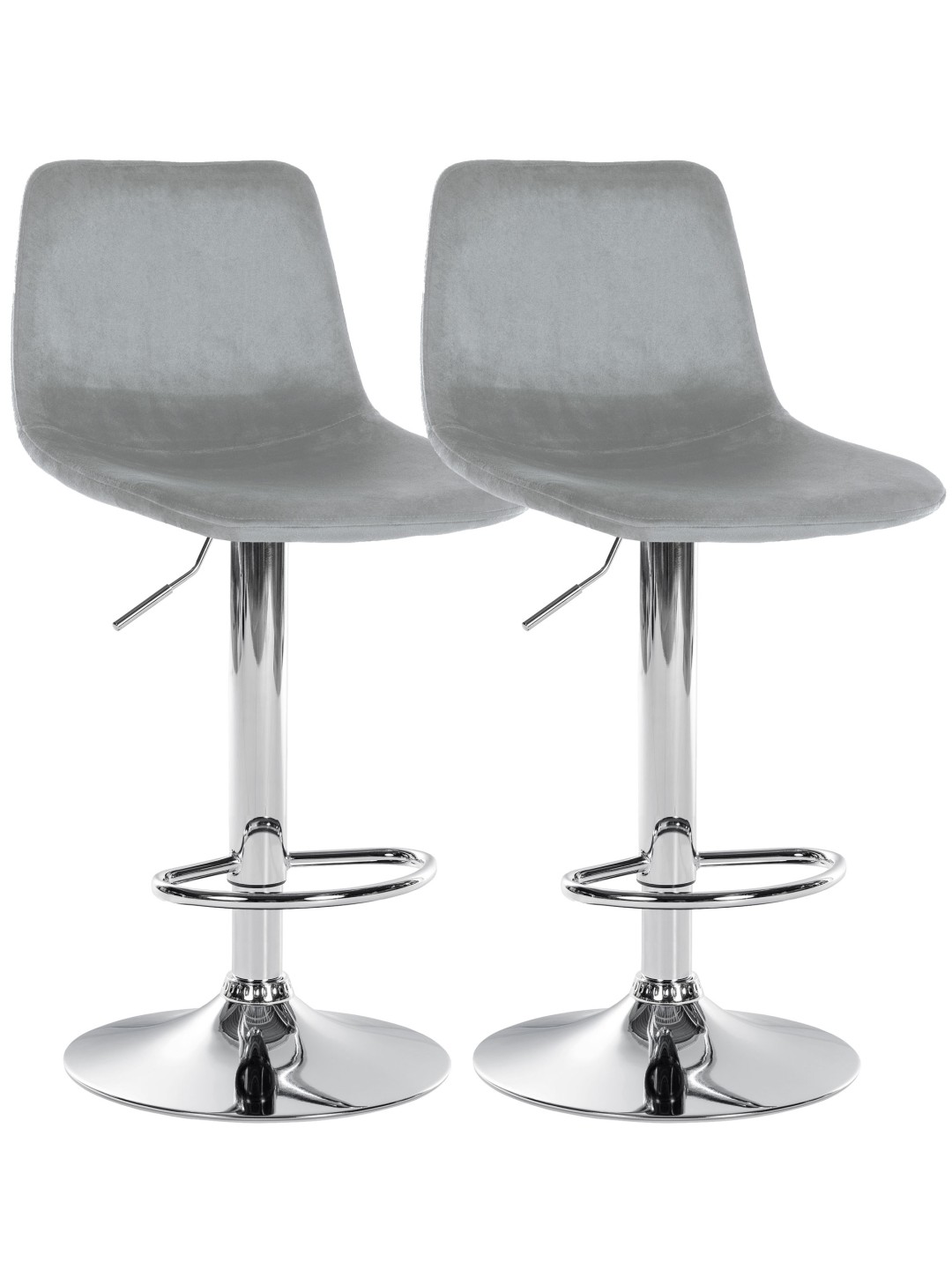 Sæt med 2 barstole Divo fløjlskrom, grå