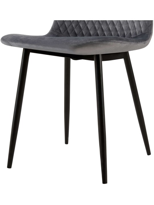 Sæt med 4 stole Giverny velvet, mørkegrå