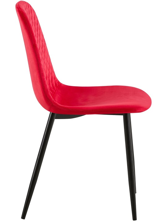 Sæt med 4 stole Giverny velvet, rød