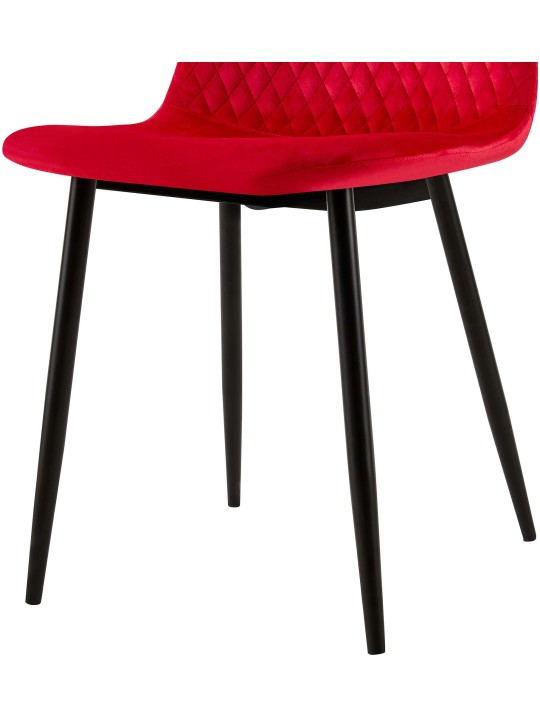 Sæt med 4 stole Giverny velvet, rød