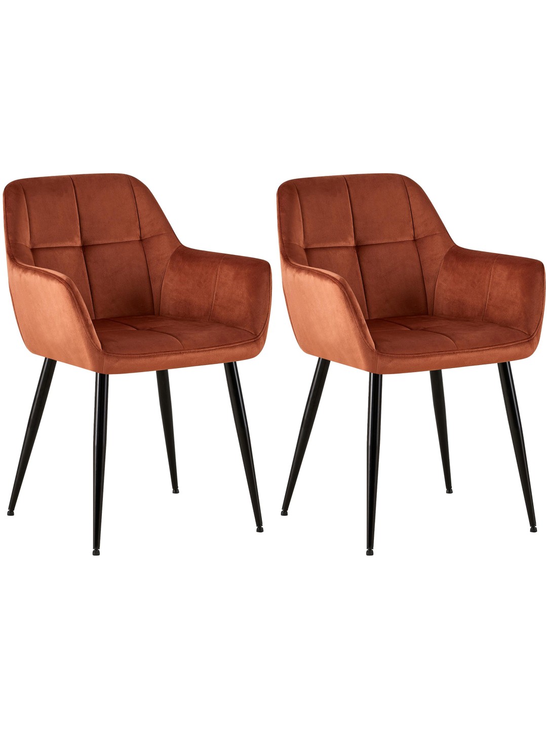 Sæt med 2 spisestuestole Emia velvet, brun