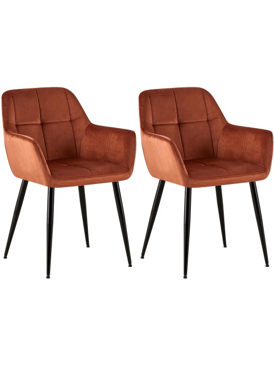 Sæt med 2 spisestuestole Emia velvet, brun