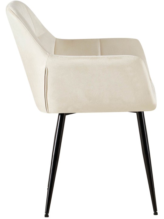 Sæt med 2 spisestuestole Emia velvet, creme