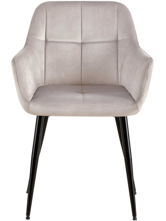 Sæt med 2 spisestuestole Emia velvet, lysegrå