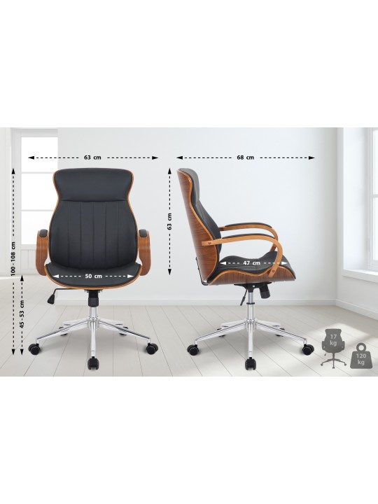 Kontorstol Melilla imiteret læder, valnød/sort