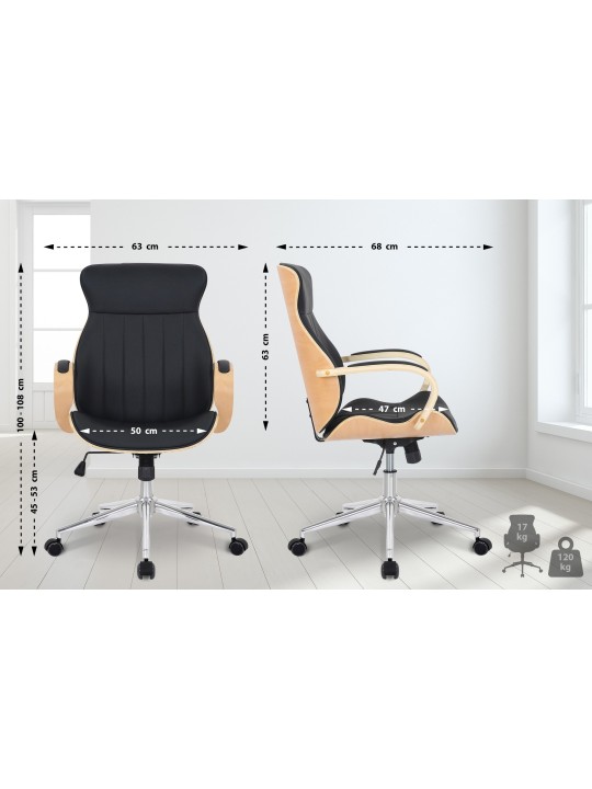 Kontorstol Melilla imiteret læder, natur/sort