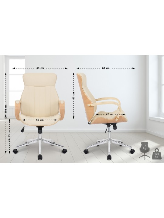 Kontorstol Melilla imiteret læder, natur/creme