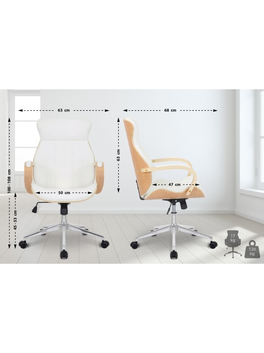 Kontorstol Melilla imiteret læder, natur/hvid