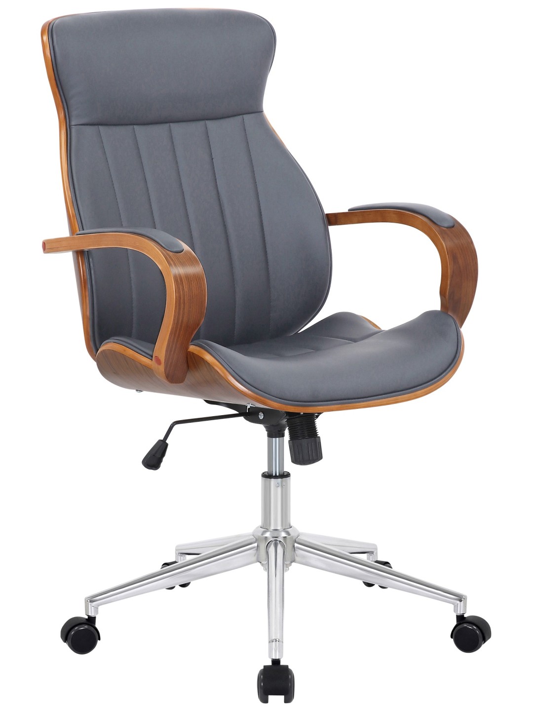 Kontorstol Melilla imiteret læder, valnød/grå