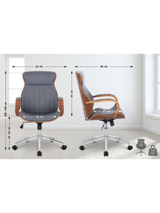 Kontorstol Melilla imiteret læder, valnød/grå Kontorstol Melilla imiteret læder, valnød/grå