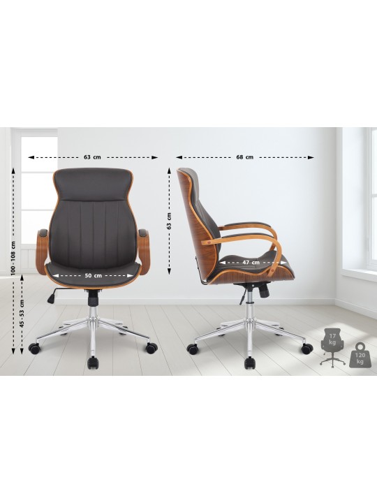 Kontorstol Melilla imiteret læder, valnød/brun