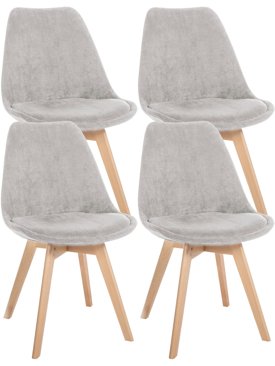 Sæt med 4 stole Linares Cord, beige