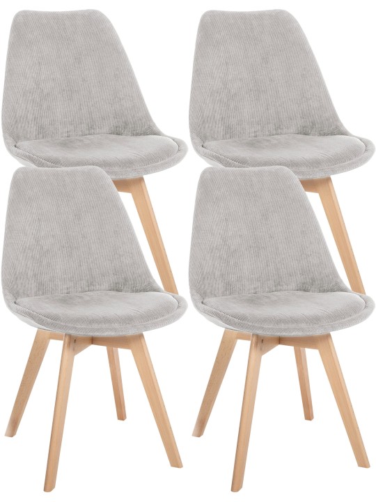Sæt med 4 stole Linares Cord, beige