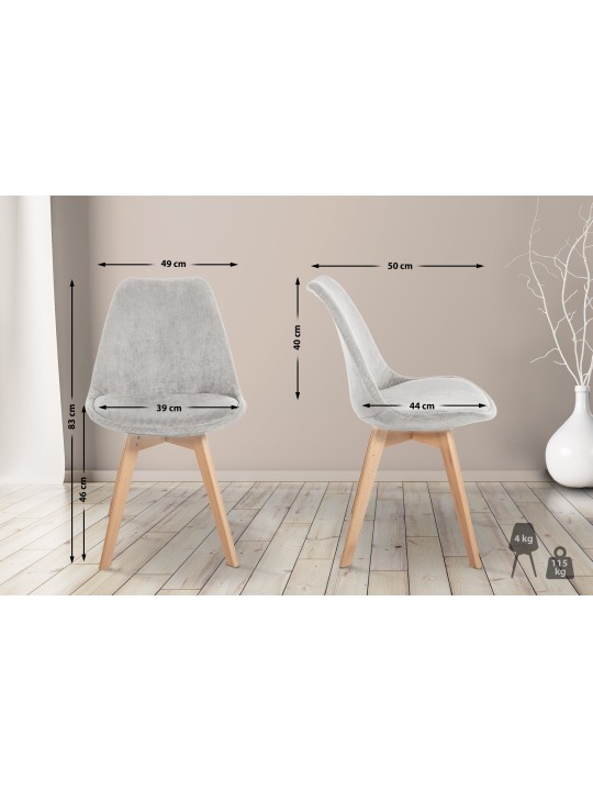 Sæt med 4 stole Linares Cord, beige