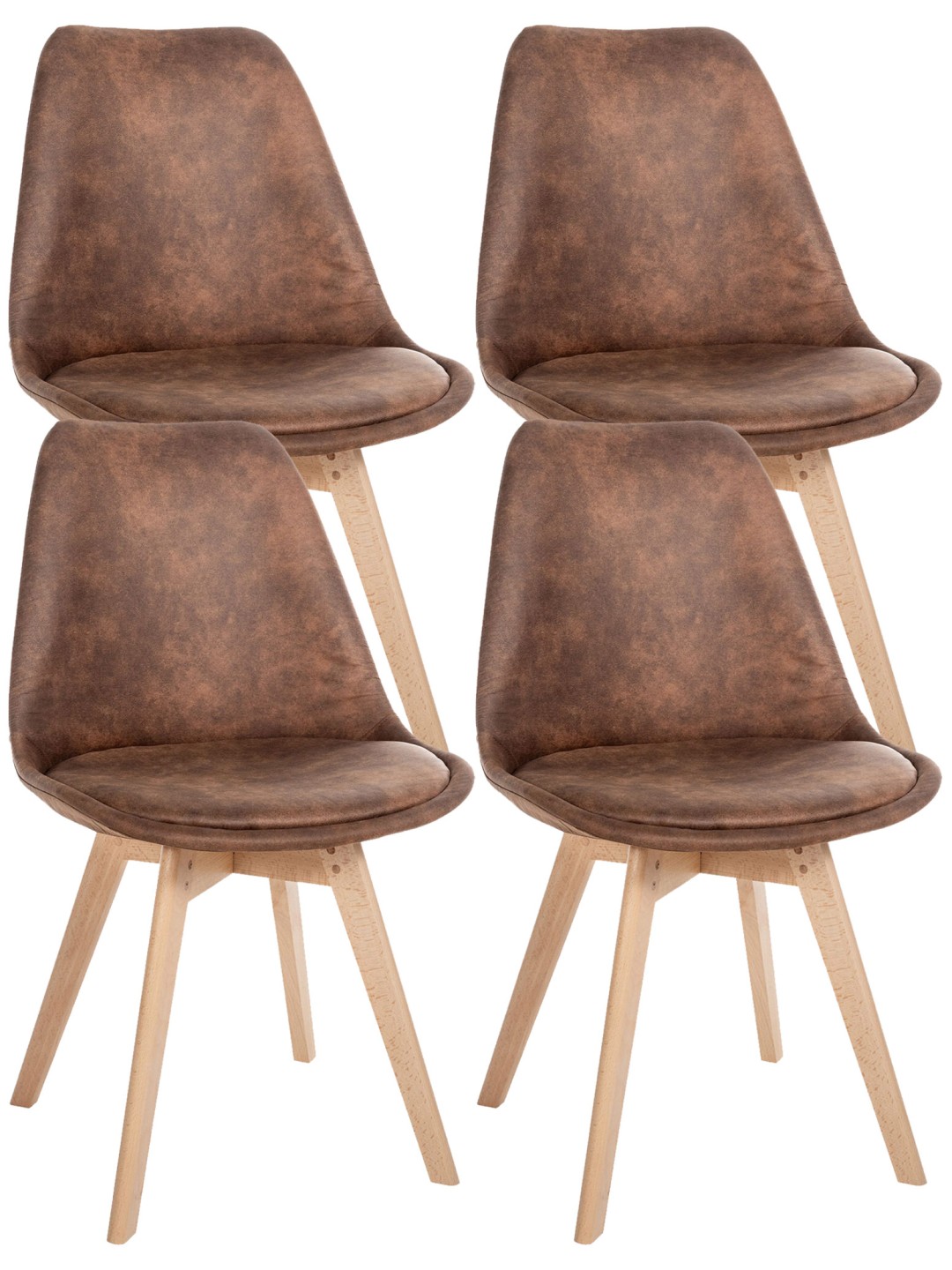 Sæt med 4 stole Linares Vintage, brun